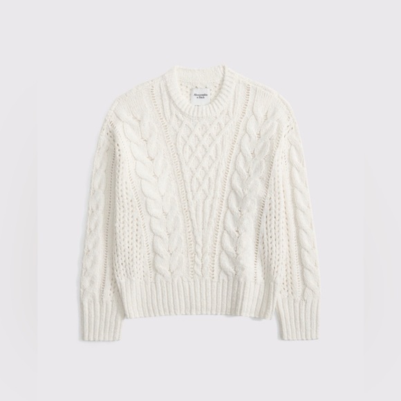 Abercrombie & Fitch Textural Stitch Cable Crew Sweater - Picture 7 of 11